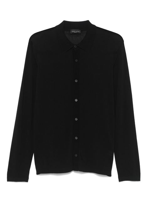 knitted shirt man black ROBERTO COLLINA | RB10005RB1009